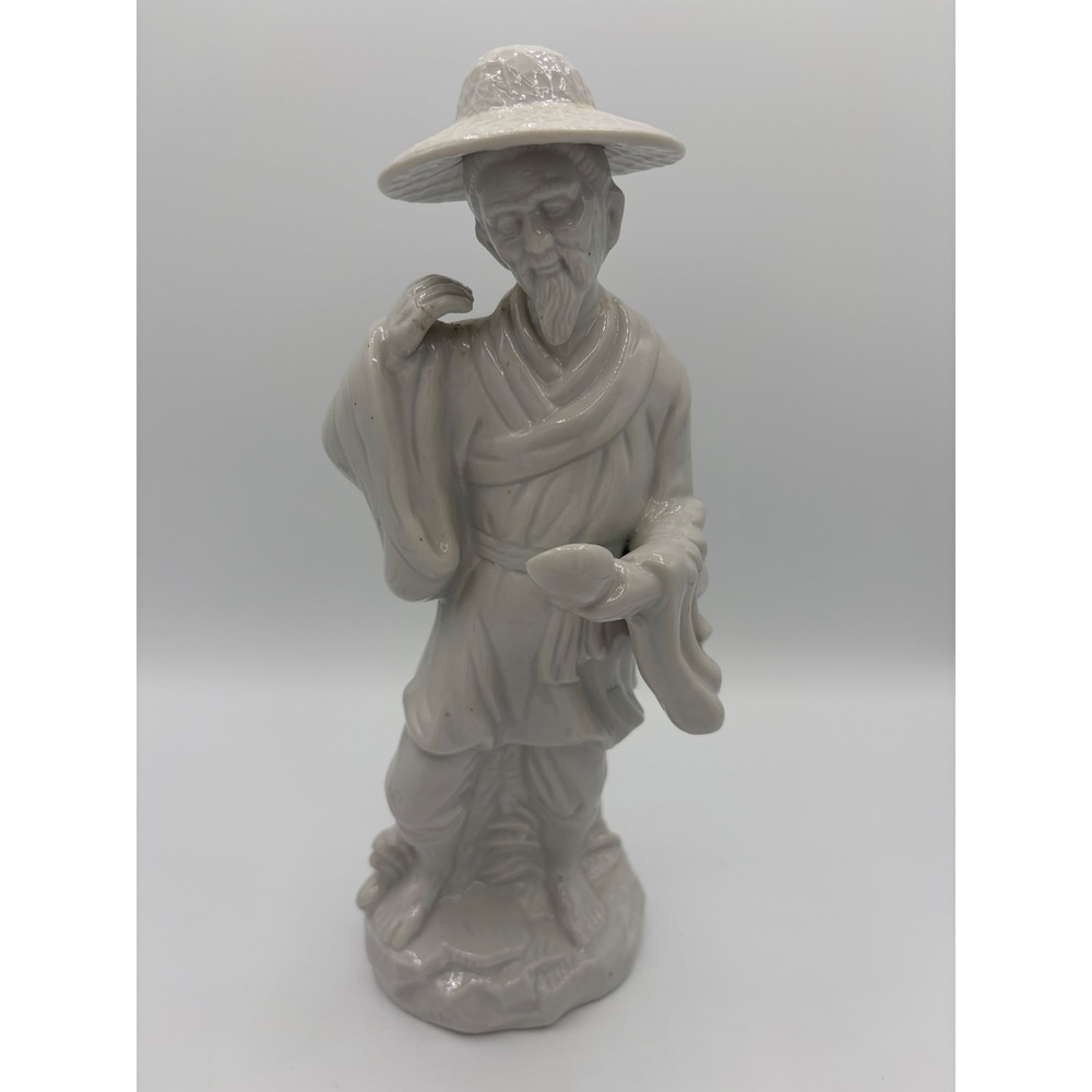 Vintage Chinese Craftsmen Porcelain Figurine Wise Man Statue Taiwan ROC 9.5"